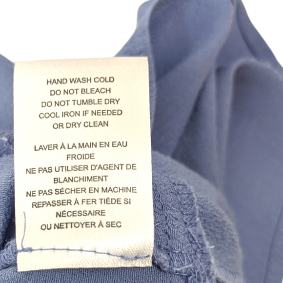 Marchesa Rose Tie Neck Boho Ruffle Blouse S Blue V Neck Long Sleeve - Picture 10 of 11